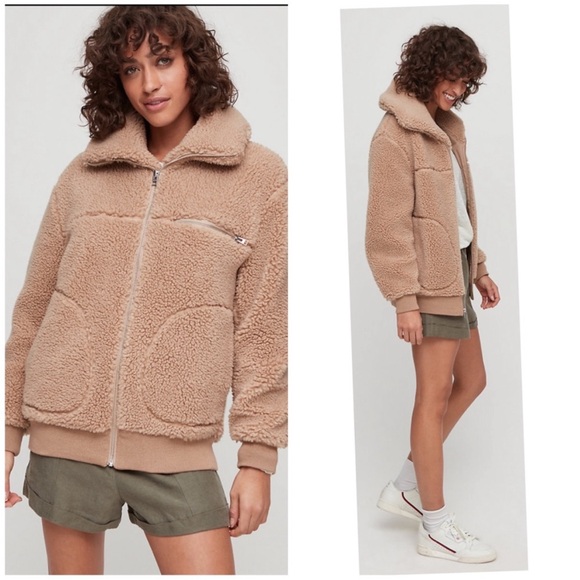 Aritzia Wilfred Free Zip-Up The Teddy Jacket Sz:S Beige - Picture 5 of 13